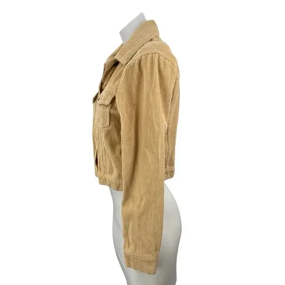 Hollister Women's Tan Corduroy Long Sleeve Button Up Trucker Shirt Jacket Size S - Picture 2 of 6